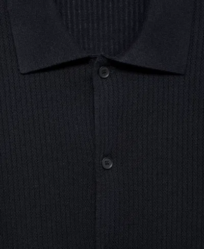 Mango Men's Rib-knit Shirt In Blue