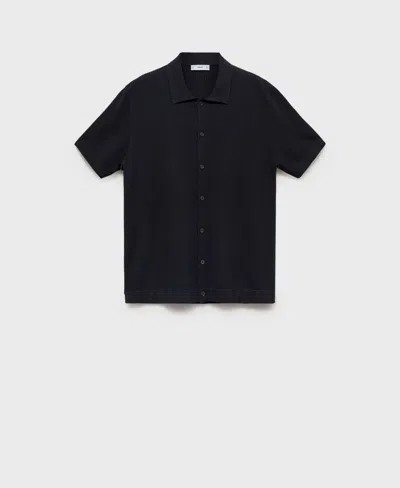 Mango Men's Rib-knit Shirt In Blue