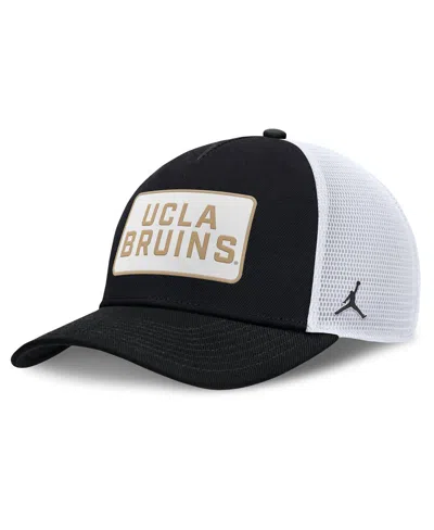 Jordan Men's Black/white Ucla Bruins 2025 On-field Rise Patch Trucker Adjustable Hat In Black