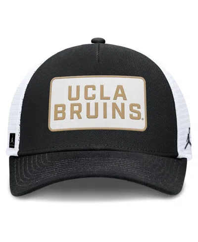 Jordan Men's Black/white Ucla Bruins 2025 On-field Rise Patch Trucker Adjustable Hat In Black