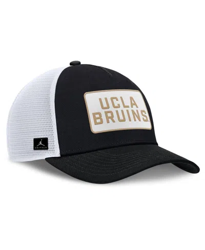 Jordan Men's Black/white Ucla Bruins 2025 On-field Rise Patch Trucker Adjustable Hat In Black