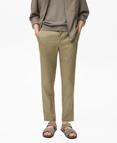 Mango Men's Slim-fit Linen Pants In Green
