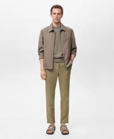 Mango Men's Slim-fit Linen Pants In Green