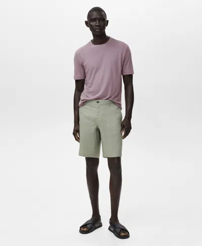 Mango Men's Slim-fit Linen Bermuda Shorts In Green