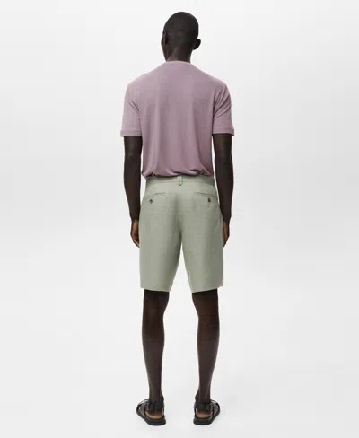 Mango Men's Slim-fit Linen Bermuda Shorts In Green