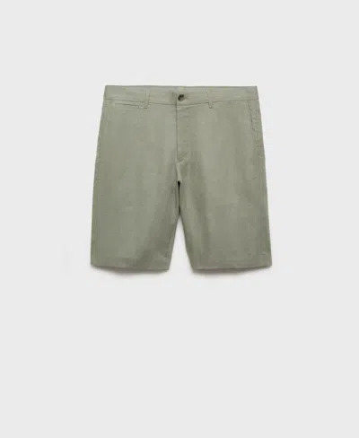 Mango Men's Slim-fit Linen Bermuda Shorts In Green