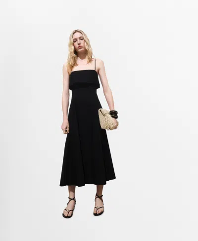 Mango Women's Flared Cotton Dress In Black