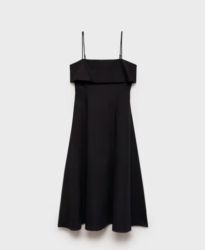 Mango Women's Flared Cotton Dress In Black
