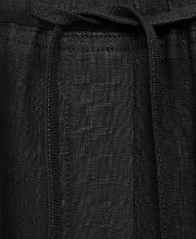 Mango Linen Drawstring Pants In Black
