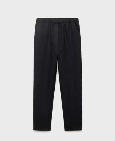 Mango Linen Drawstring Pants In Black