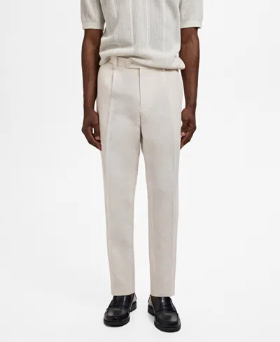 Mango Men's Pleated Linen Lyocell Pants In Neutral