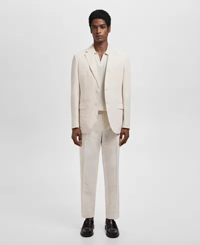 Mango Men's Pleated Linen Lyocell Pants In Neutral