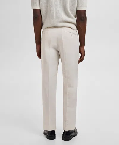 Mango Men's Pleated Linen Lyocell Pants In Neutral