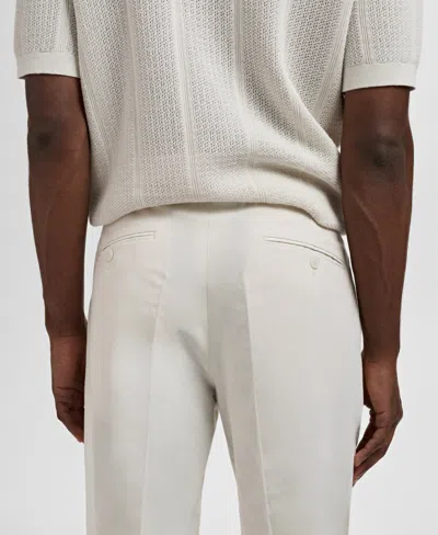 Mango Men's Pleated Linen Lyocell Pants In Neutral