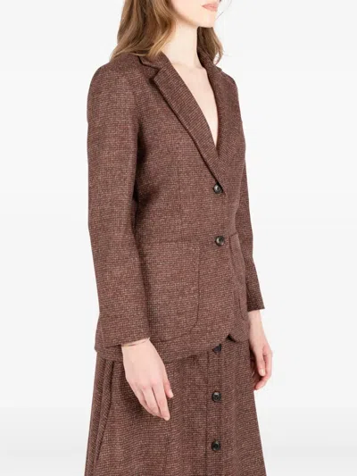 Société Anonyme Houndstooth-pattern Jacket In Brown