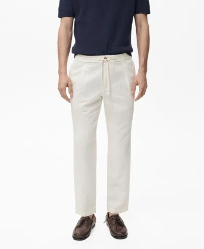 Mango Men's Slim-fit Drawstring Linen Pants In White