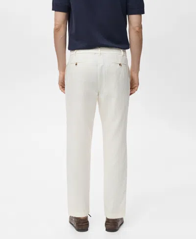 Mango Men's Slim-fit Drawstring Linen Pants In White