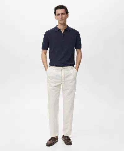 Mango Men's Slim-fit Drawstring Linen Pants In White