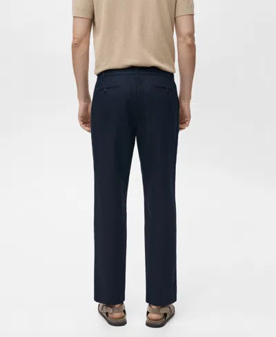 Mango Men's Slim-fit Drawstring Linen Pants In Blue