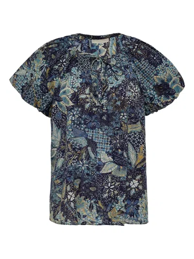 Ulla Johnson Issa Mixed Print Cotton Blend Top In Multi