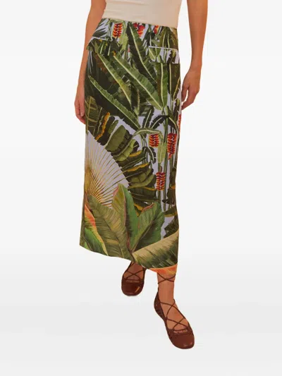 Farm Rio Amazonia Forest-print Midi Skirt In Multi
