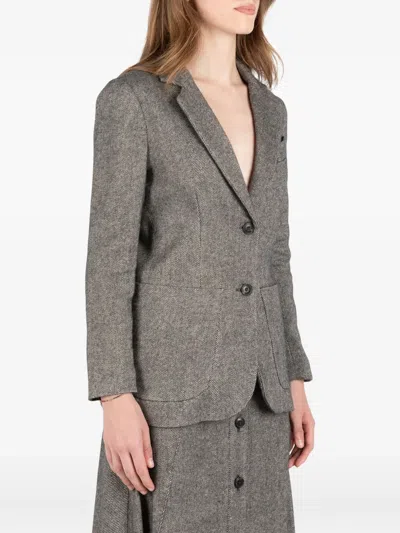 Société Anonyme Herringbone-pattern Jacket In Gray