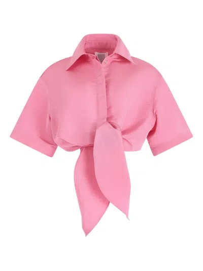 Rosie Assoulin Tie-front Button-down Top In Pink