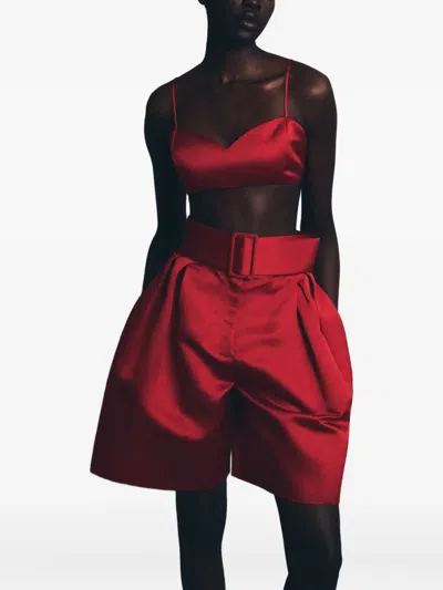 Rosie Assoulin Duchess Satin Crop Top In Red