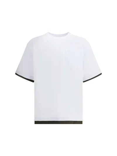 Sacai Pocket-trimmed Jersey T-shirt In White