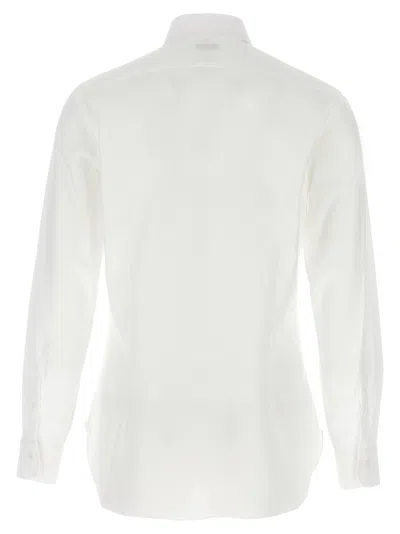 Barba Napoli Honeycomb-pattern Cotton Shirt In White