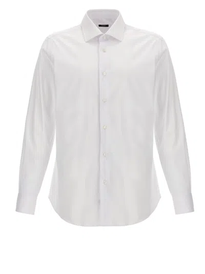 Barba Napoli Tailored Cotton Shirt Buttoned Cuffs In White
