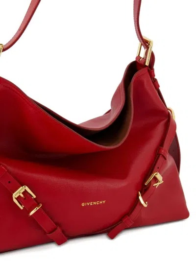 Givenchy Voyou Medium Grained Leather Shoulder Bag In Burgundy