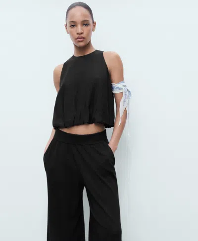 Mango Women's Fine Knit Straight Fit Pants In Black