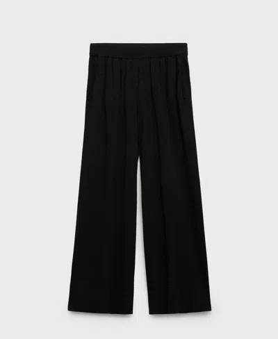 Mango Women's Fine Knit Straight Fit Pants In Black