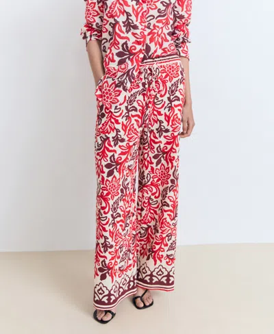 Mango Flowy Printed Trousers In Pink