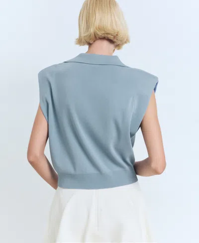 Mango Fine-knit Shoulder-padded Waistcoat Blue In Blue