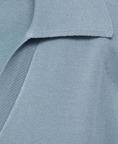 Mango Fine-knit Shoulder-padded Waistcoat Blue In Blue