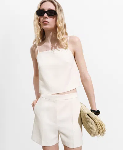 Mango Button Back Crop Camisole In Brown