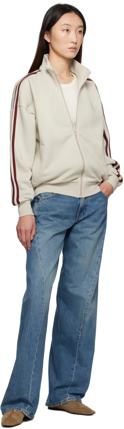 6397 Zip Stripe-detail Sweater In Gray