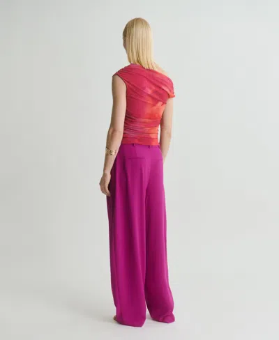 Mango Pleat Detail Trousers Fuchsia In Purple