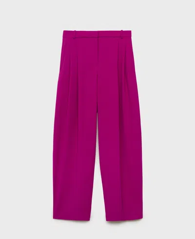 Mango Pleat Detail Trousers Fuchsia In Purple