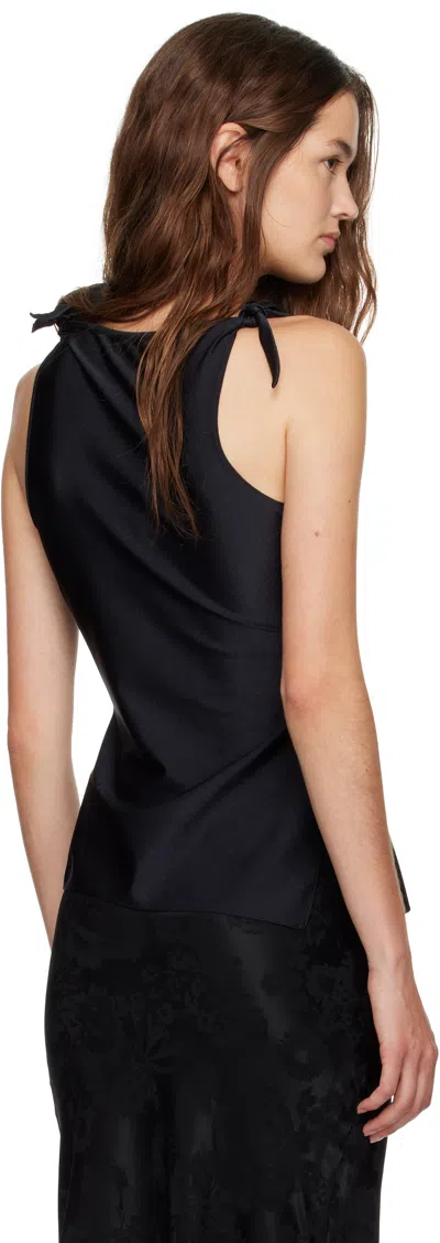 Coperni Black Asymmetric Sleeveless Top With Floral Detail And Cut-out On The Front In Black