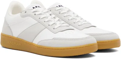 Apc A.p.c. Two-tone Synthetic Leather Plain Sneakers In White