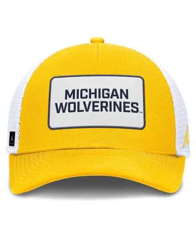 Jordan Men's Michigan On-field Rise  Brand College Trucker Adjustable Hat In Yellow