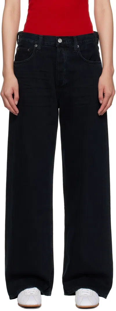 Agolde Ren High-rise Cropped Straight Jeans In Black