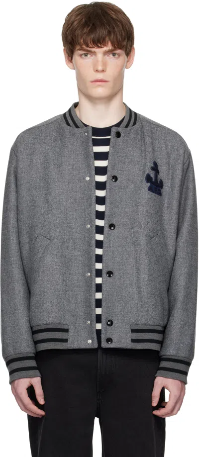 Apc Crew Neck Long Sleeve Casual Jacket In Gray