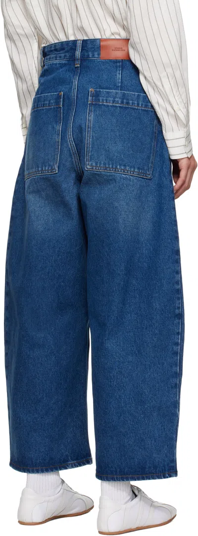 Studio Nicholson Blue Denim Chalco Cropped Jeans In Blue
