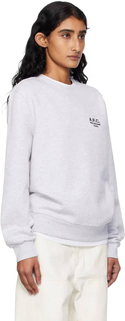 Apc A.p.c. Melange Light Grey Stretch Cotton Sweatshirt In Gray