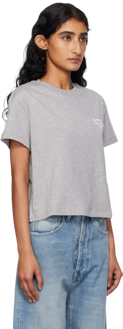 Apc A.p.c. Women Grey Crewneck T-shirt With Logo Embroidered On The Front In Cotton Woman In Gray