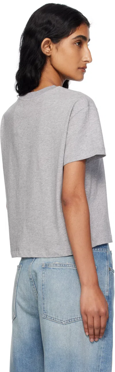 Apc A.p.c. Women Grey Crewneck T-shirt With Logo Embroidered On The Front In Cotton Woman In Gray